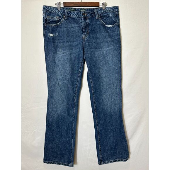 Wild Fable Women's Plus Size Low Rise Distressed Boot Cut Blue Jeans, Size 16 - Picture 1 of 4
